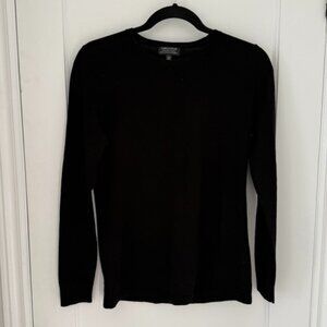 Lord & Taylor 100% Merino Wool Black Long Sleeve Sweater